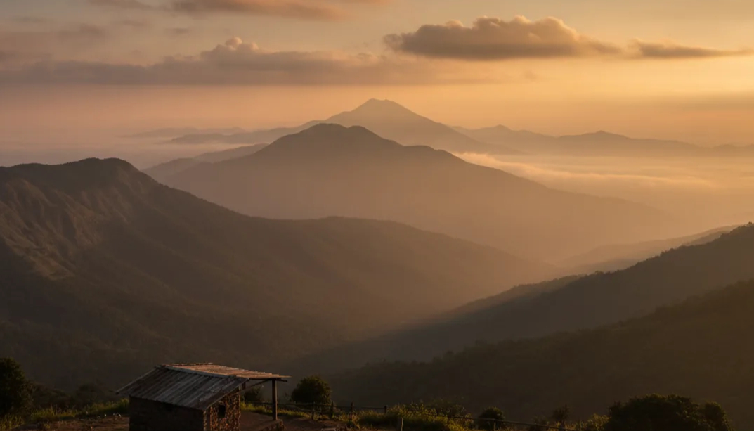 Bisle Ghat's misty mountain sunrise