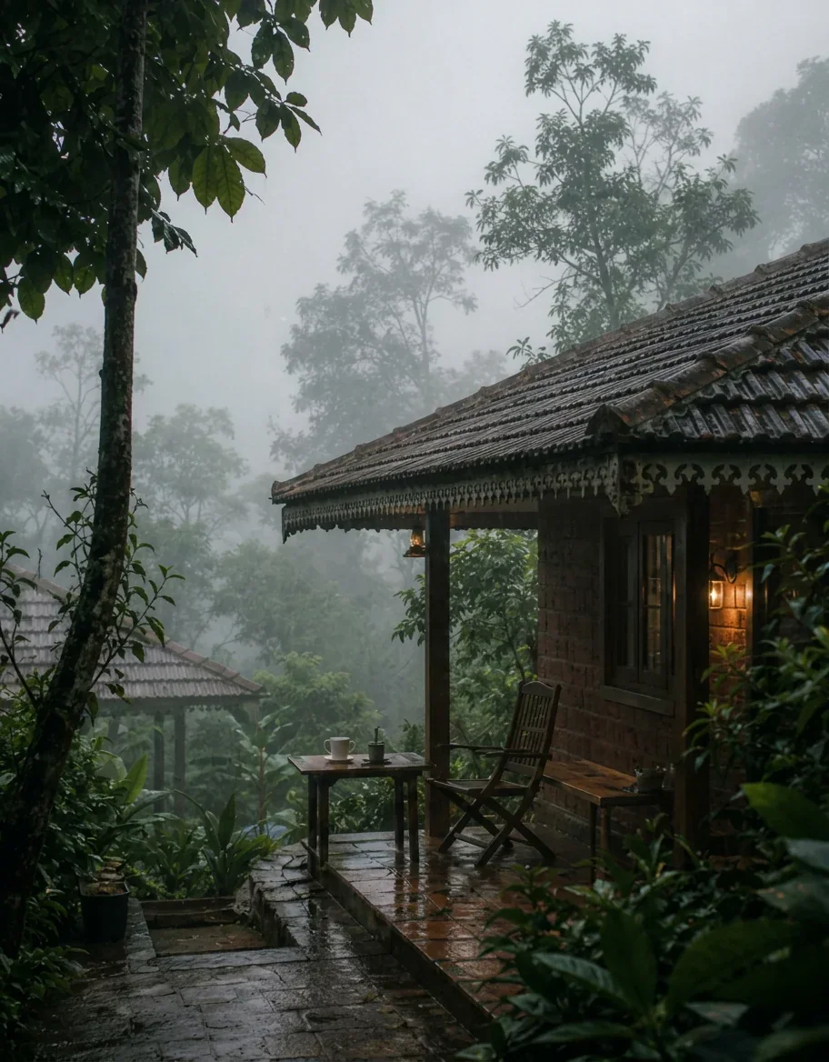 A misty verandah at Ashvana